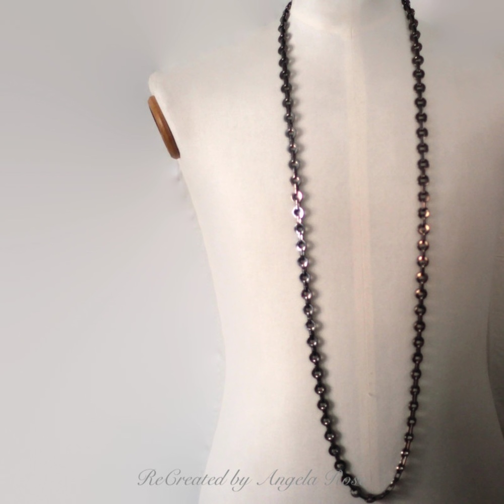 51” Chainlink Necklace Dark Silve…